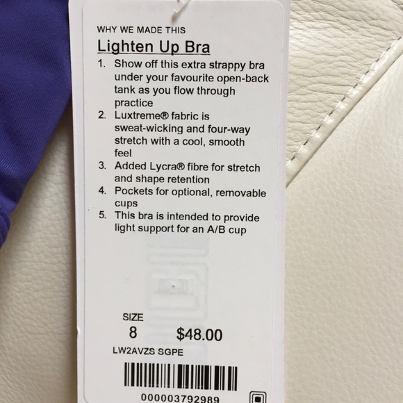 NWT SPGE LULULEMON LIGHTEN UP BRA STONY GRAPE - 8 - Picture 2 of 6
